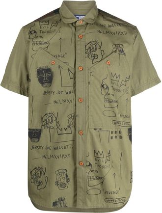 Junya Watanabe graphic-print cotton shirt - men - Cotton - S - Green
