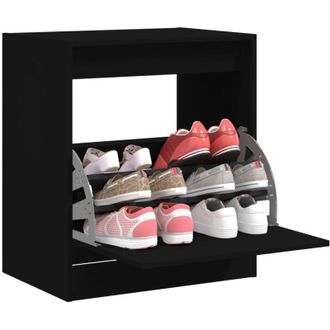 vidaXL Shoe Cabinet Black 60x42x69 cm Engineered Wood Vidaxl