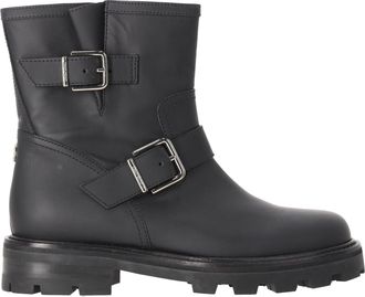 Jimmy Choo London Youth II Buckled Ankle Boots in Black Calf Leather