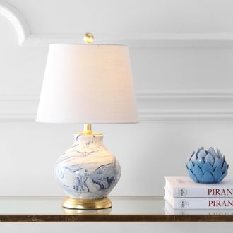 Jonathan Y Designs Holly 20.5 Contemporary Traditional Marbleized Ceramic LED Table Lamp