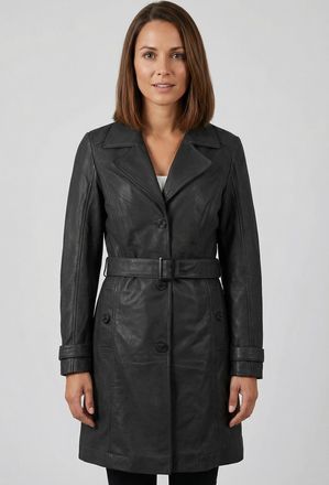 Mauritius Trenchcoat MAURITIUS MWLeoniz, Damen, Gr. 4XL (48), schwarz, Obermaterial: 100% Schafsleder. Futter: 100% Polyester. &Auml;rmelfutter: 100% Polyester, unif