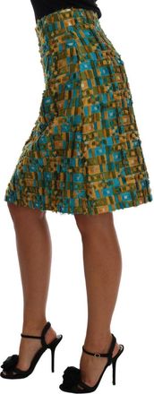 Dolce & Gabbana Womens Multicolor Jacquard Straight Pencil Skirt Polyester