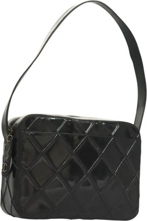 Chanel Vintage Camera Bag Patent Leather Black Patent_Leather Bag (Pre-Owned)