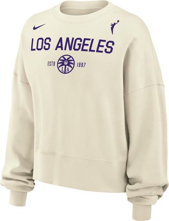 Nike Los Angeles Sparks Phoenix Fleece Nike Womens WNBA Crew-Neck Sweatshirt in White | W33302WLAS-SAI