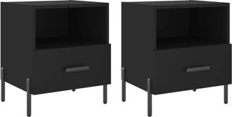 vidaXL Vidaxl - Mesitas de noche 2 uds madera ingeniería negro 40x35x47,5 cm