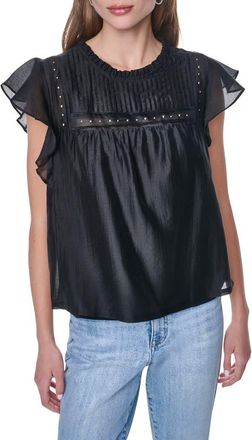 DKNY Studded Pintuck Top in Black at Nordstrom, Size X-Small