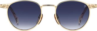 David Beckham DB 1223/S 49mm Round Sunglasses in Gold Yellow/Blue Sf at Nordstrom