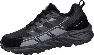 Generic Steel Toe Cap Trainers Sports Shoes Flat-Bottom Light Solid Color Casual Footwear Unisex Non-Slip Wear-Resistant Outdoor Running Sneakers with Cushion