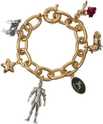 Burberry chain-link charm bracelet - women - Enamel/Gold Plated Brass/Palladium Plated Brass/Zirconia - One Size