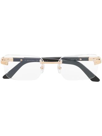 Cartier logo-engraved square-frame glasses - Black