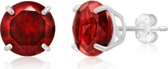 MAX + STONE 14k White Gold 9mm Round Cut Gemstone Stud Earrings