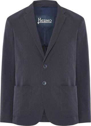 Herno Marineblauwe Technische Americana - Heren - Blazers - Blauw - S - Polyester - Jassen