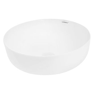 ECD Germany Lavabo sobre encimera redondo lavamanos ceramica blanca ba&ntilde;o