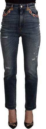 Dolce & Gabbana Womens High-Waist Skinny Denim Jeans Blue Cotton Elastane