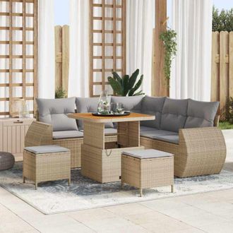 vidaXL Vidaxl - Conjunto De Sof&aacute; De Jard&iacute;n 8 Pcs Beige Rat&aacute;n Sint&eacute;tico