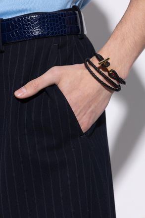 Tom Ford Leather Bracelet, Mens, Black