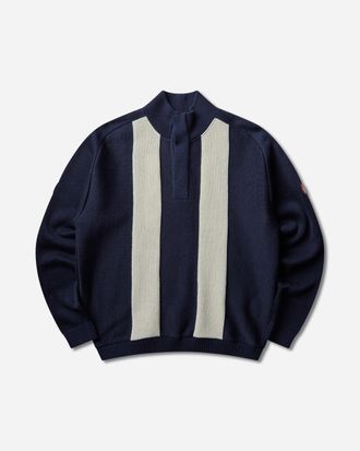 Cav Empt Men s Half Button Up Knit Sweater Navy