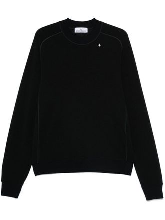 Stone Island logo-embroidery sweatshirt - Black