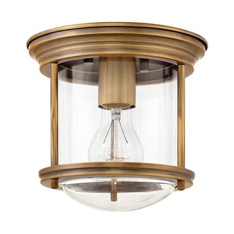 Netlighting Hinkley Hadrian 1 Light Flush Mount Brushed Bronze with Glass IP44 in Brown