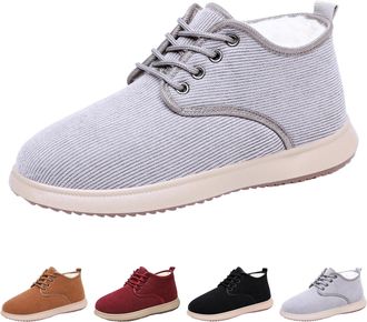 Generic Womens Corduroy Ankle Boots with Faux Fur Lined Winter Snow Boots for Cold Weather Ladies Thick Warm Lace Up Short Booties Casual Comfortable Anti-Sli