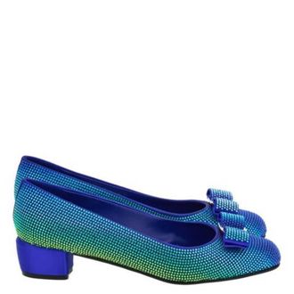 Ferragamo Vara Crystal-Embellished Pumps, Size 7 C
