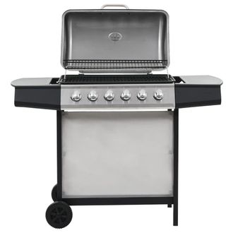 Berkfield Home Gas BBQ Grill with 6 Cooking Zones Stainless Steel Silver