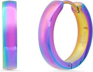 Steeltime 20mm Iridescent Wide Huggie Hoop Earrings in Multi at Nordstrom Rack