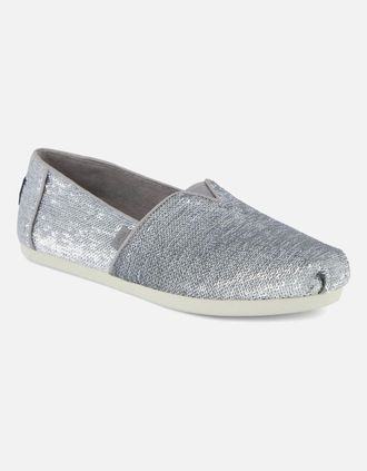 Toms Womens TOMS Alpargata Sequins Textile Womens Silver Espadrilles - Size: 4