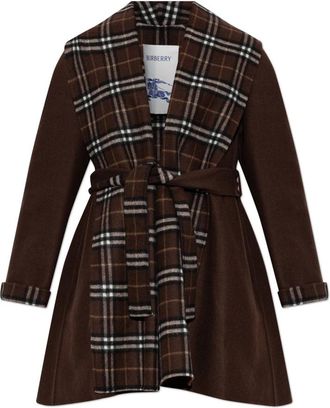 Burberry Wool Coat Verona - Dames - Jas met riem - Bruin - 3XS - Wol - Jassen