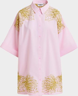 Essentiel Hontana Embroidered Mini Shirtdress