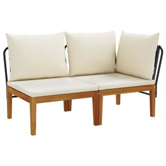 vidaXL 2 Uds. Conjunto De Jard&iacute;n Con Cojines Natural Vidaxl