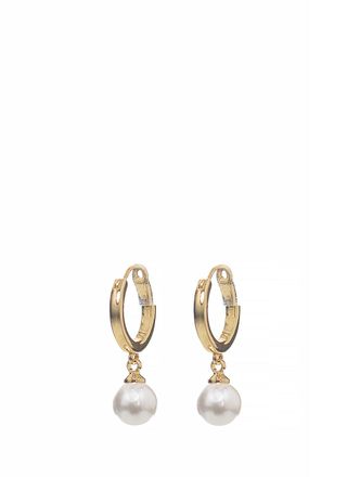 Self Portrait Gold Bow Pearl Brass Earrings