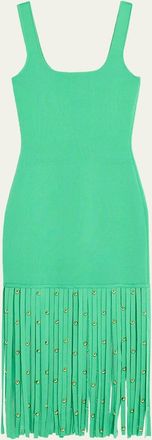 SIMKHAI Romelia Fringe Knit Midi Dress