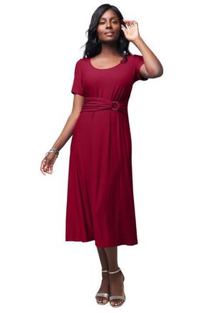 Jessica London Buckle Midi Dress in Rich Burgundy at Nordstrom, Size 18