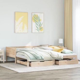 Berkfield Home Daybed with Trundle & Drawers without Mattress 80x200 cm in Brown