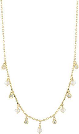 Glaze Jewelry 14K Plated 3Mm Pearl Cz Necklace