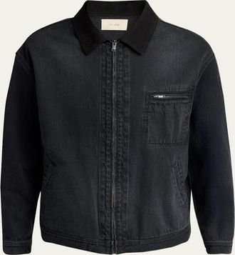 The Row Mens Tarquin Zip-Front Denim Jacket