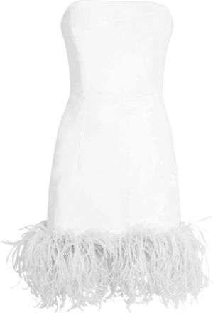 16Arlington Minelli feather-trim minidress - women - Polyester - 10 - White