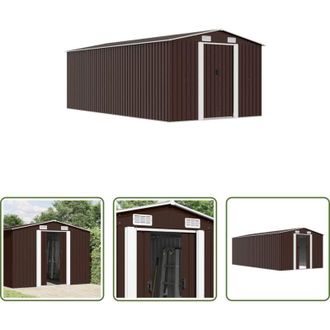 vidaXL Capannone in metallo - Casetta da Giardino 257x489x181 cm in Metallo Marrone
