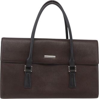 Burberry Vintage Handbag Leather Brown Leather Handbag (Pre-Owned)