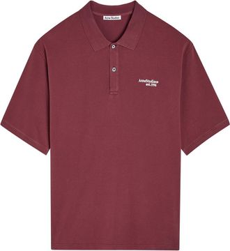 Acne Studios Logo-embroidered Cotton Polo Shirt - Red - XL