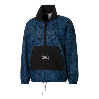 Puma x Mr Doodle Crossover Graffiti Printing Contrasting Colors Cardigan Stand Collar Jacket Blue 530648-01