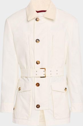 Brunello Cucinelli Mens Corduroy-Collar Safari Jacket