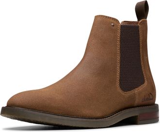 Clarks Mens Jaxen Easy Chelsea Boot, Cola Suede, 10 Wide