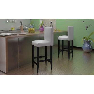 vidaXL Vidaxl - Taburetes De Cocina 2 Unidades Cuero Sint&eacute;tico Blanco