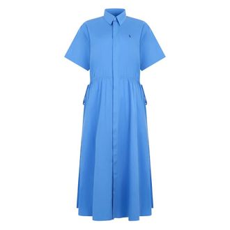 Polo Ralph Lauren Shirt Dresses, female, Blue, Size: 3XS Drawstring Midi Dress