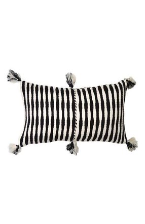 Archive New York Antigua Classic Striped Handwoven Cotton Throw Pillow in Black And Ivory at Nordstrom, Size 12X20
