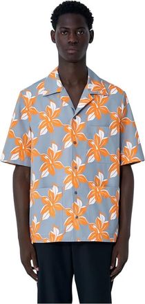 Gucci Gedrukte Poplin Button-Down Shirt - Heren - Korte mouwen Overhemden - Veelkleurig - L - Katoen - Overhemden