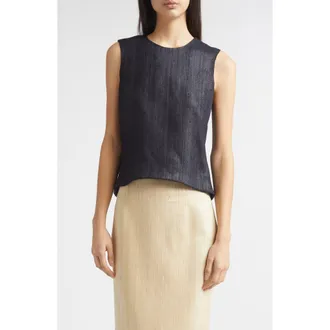 Nellie Partow Nami Sleeveless Silk Blend Shell in Black at Nordstrom, Size 10