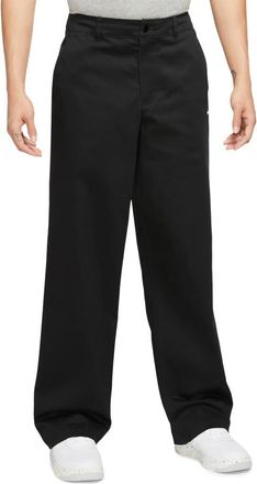 Nike Life Stretch Cotton Chino Pants in Black/White at Nordstrom Rack, Size 32